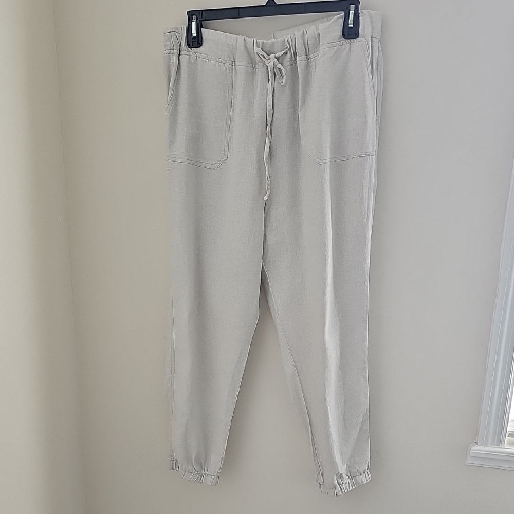 Per Se‎ Womens Linen Light Gray Joggers. Size XL 4 Pockets.